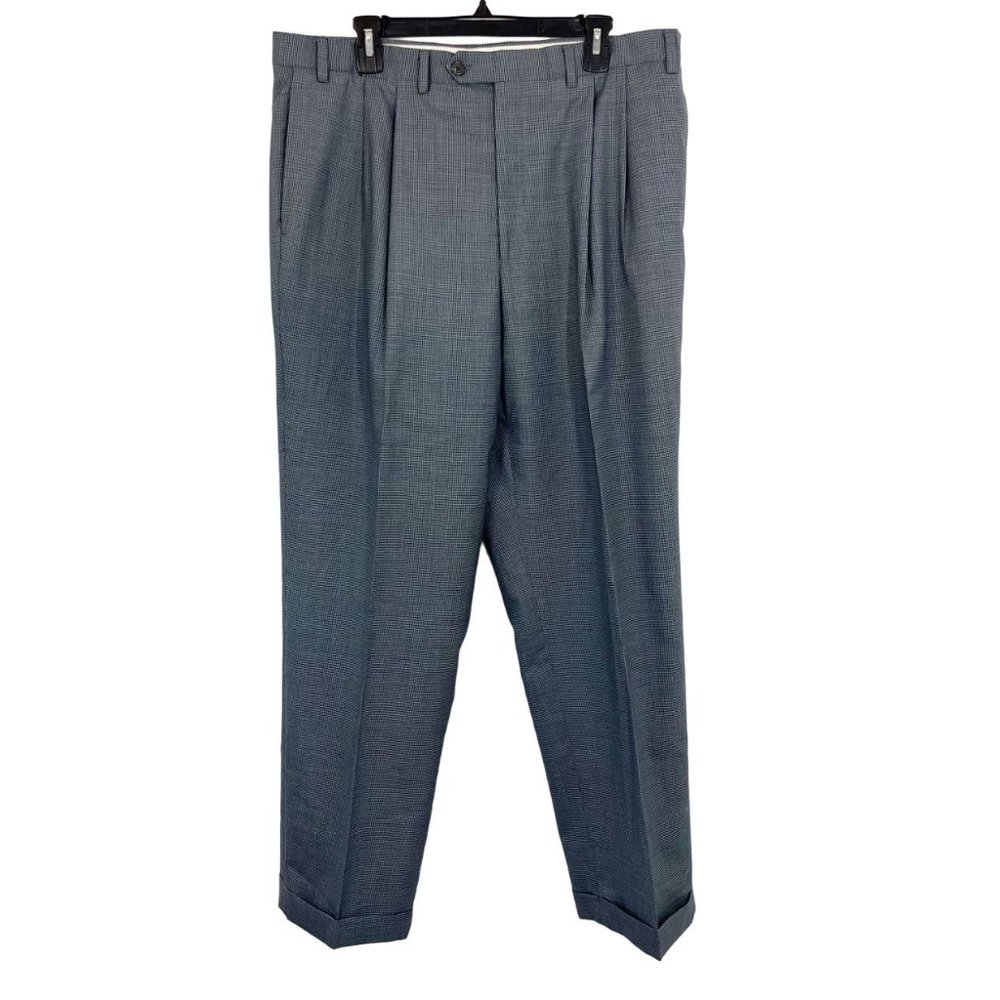 Lauren Ralph Lauren Gray Herringbone Pleat Front Dress Pants 100% Wool 38x32